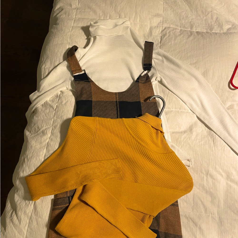 plaid overall dress, size medium